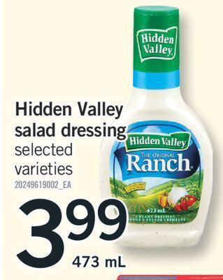 Fortinos Hidden valley salad dressing, 473 ml offer