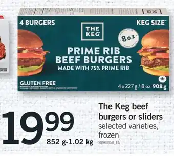 Fortinos The keg beef burgers or sliders, 852 g-1.02 kg offer