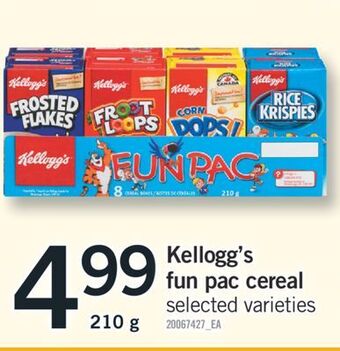 Fortinos Kellogg's fun pac cereal, 210 g offer