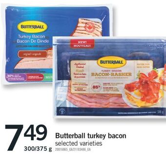 Fortinos Butterball turkey bacon, 300/375 g offer