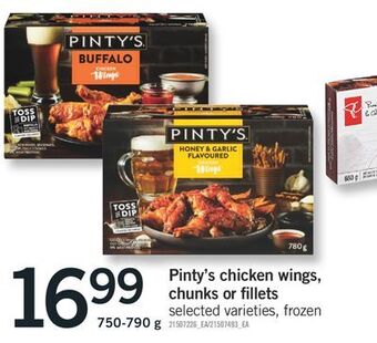 Fortinos Pinty's chicken wings, chunks or fillets, 750-790 g offer