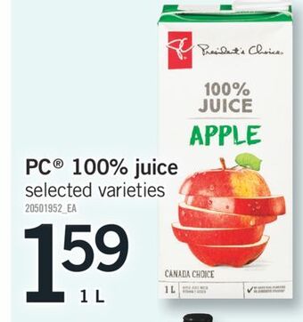 Fortinos Pc® 100% juice, 1 l offer