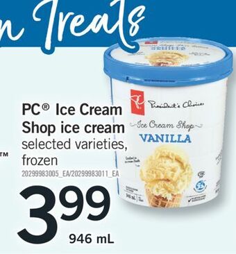 Fortinos Pc® ice cream, 946 ml offer