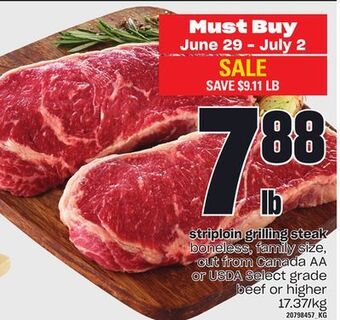 Loblaws Striploin grilling steak offer