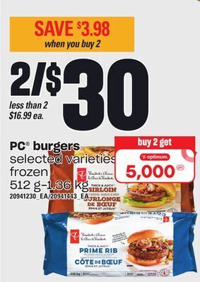 Loblaws Pc® burgers, 512 g-1.36 kg offer