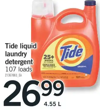 Fortinos Tide liquid laundry detergent, 4.55 l offer