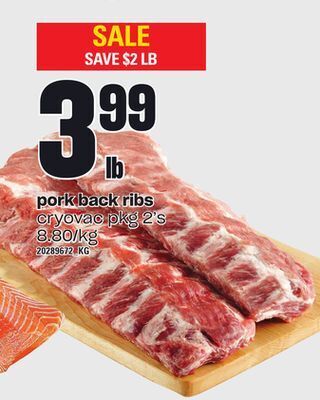 Loblaws Pork back ribs, cryovac pkg 2's offer