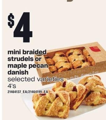 Loblaws Mini braided strudels or maple pecan danish, 4's offer