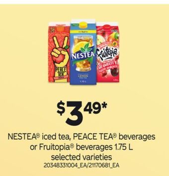 Loblaws Nestea® iced tea, peace tea® beverages or fruitopia® beverages 1.75 l offer