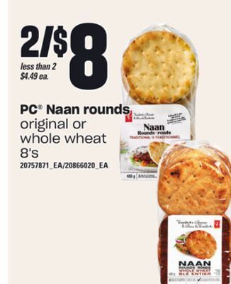 Loblaws Pc® naan rounds, 8's offer
