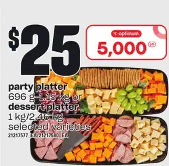 Loblaws Party platter, 696 g-1.15 kg or dessert platter, 1 kg/2.46 kg offer