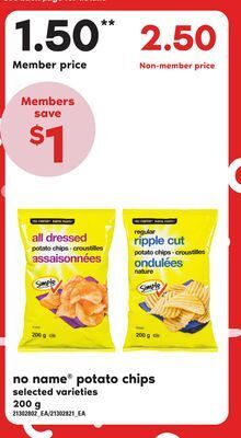 Loblaws No name® potato chips, 200 g offer