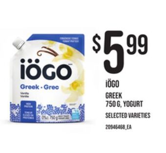 Loblaws Iögo greek 750 g, yogurt offer