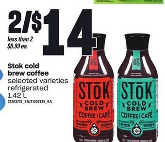 Loblaws Stok cold brew coffee, 1.42 l offer