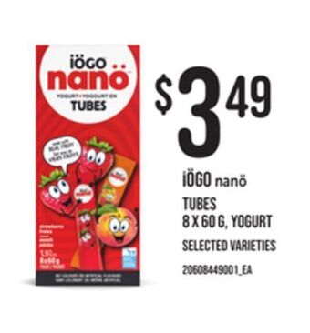 Loblaws Iögo nanö tubes 8 x 60 g, yogurt offer