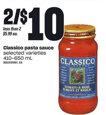 Loblaws Classico pasta sauce, 410-650 ml offer