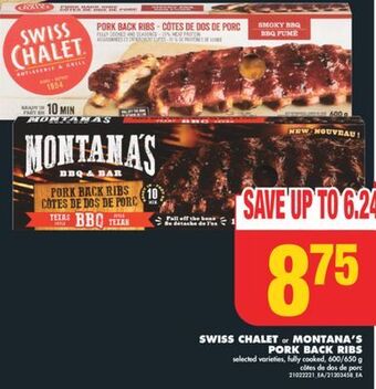 No Frills Swiss chalet or montana's pork back ribs, 600/650 g offer