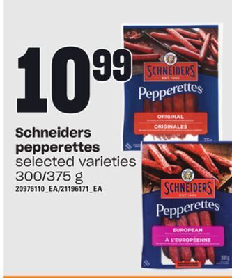 Loblaws Schneiders pepperettes, 300/375 g offer