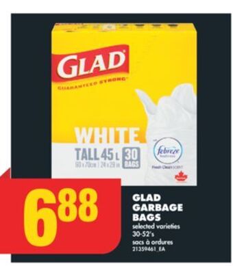 No Frills Glad garbage bags, 30-52's offer