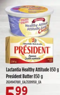 Loblaws Lactantia healthy attitude 850 g president butter, 850 g offer