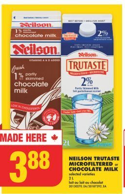 No Frills Neilson trutaste microfiltered or chocolate milk, 2 l offer