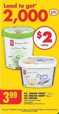 No Frills Pc® cream first™, 1.5 l or ice cream shop, 946 ml ice cream offer