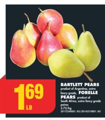 No Frills Bartlett pears, forelle pears offer