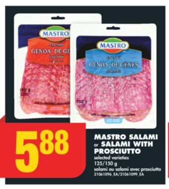 No Frills Mastro salami or salami with prosciutto, 125/150 g offer