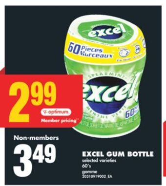 No Frills Excel gum bottle, 60's offer