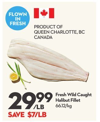 Longo's Fresh wild caught halibut fillet offer