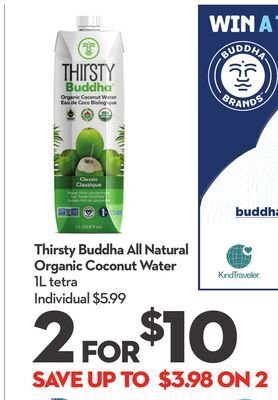 Longo's Thirsty buddha all natural organic coconut water offer