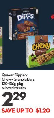 Longo's Quaker dipps or chewy granola bars offer