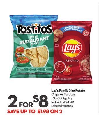 Longo's Lay's family size potato chips or tostitos offer