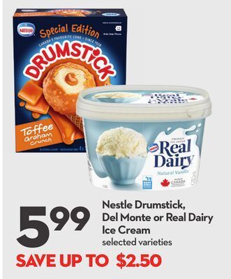 Longo's Nestle drumstick, del monte or real dairy ice cream offer