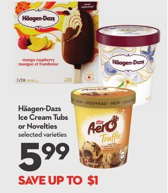 Longo's Häagen-dazs ice cream tubs or novelties offer