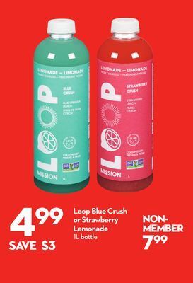Longo's Loop blue crush or strawberry lemonade offer