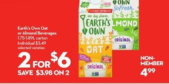 Longo's Earth's own oat or almond beverages offer
