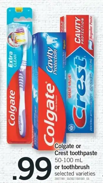 Fortinos Colgate or crest toothpaste offer