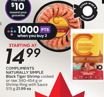 Sobeys Compliments naturally simple black tiger shrimp offer