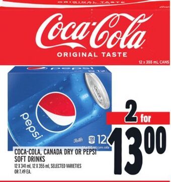 Metro Coca-cola, canada dry or pepsi soft drinks offer