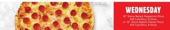 Metro 16 stone baked pepperoni pizza 340 cals/slice, 8 slices or | 16 stone baked cheese pizza 350 cals/slice, 8 slices offer