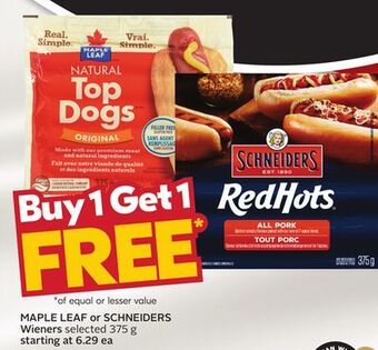 Sobeys Maple leaf or schneiders wieners offer