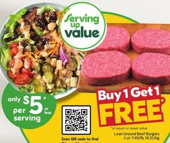Sobeys Lean ground beef burgers offer