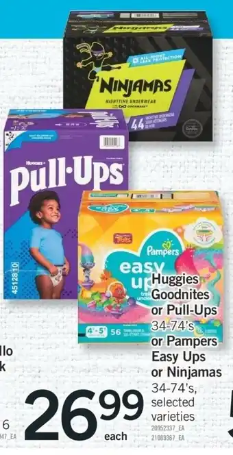Fortinos Huggies goodnites or pull-ups offer