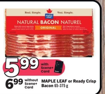 Foodland Maple leaf or ready crisp bacon 65-375 g offer