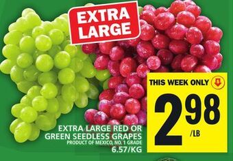 Food Basics Extra large red or green seedless grapes offer