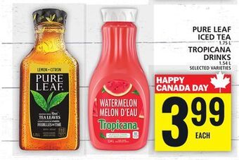 Food Basics Pure leaf iced tea or tropicana drinks offer