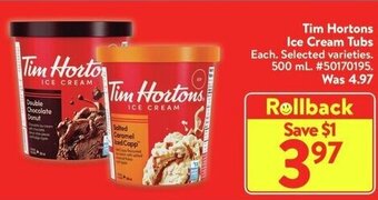 Walmart Tim Hortons Ice Cream Tubs offer