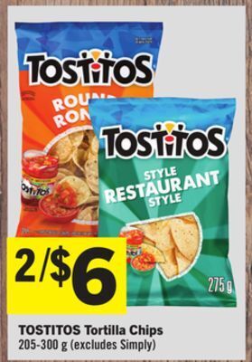 Foodland Tostitos tortilla chips 205-300 g offer