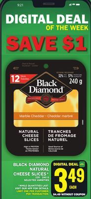 Food Basics Black diamond natural cheese slices* offer